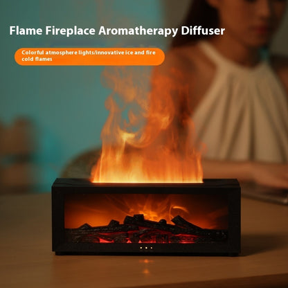 New Flame Aromatherapy Machine Colorful Essential Oil Diffuser Home Large Fog Volume Flame Humidifier 3D Flame Fireplace Machine - TIRBOPRIME