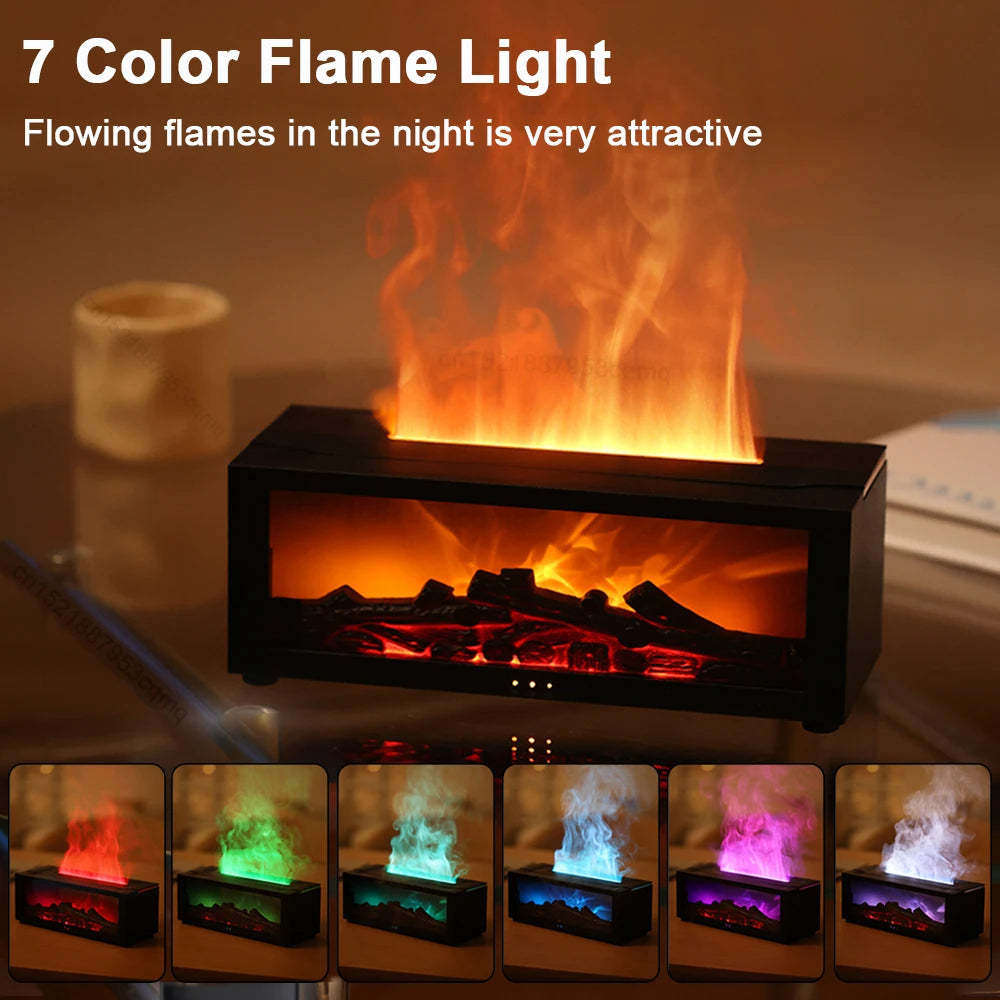 New Flame Aromatherapy Machine Colorful Essential Oil Diffuser Home Large Fog Volume Flame Humidifier 3D Flame Fireplace Machine - TIRBOPRIME