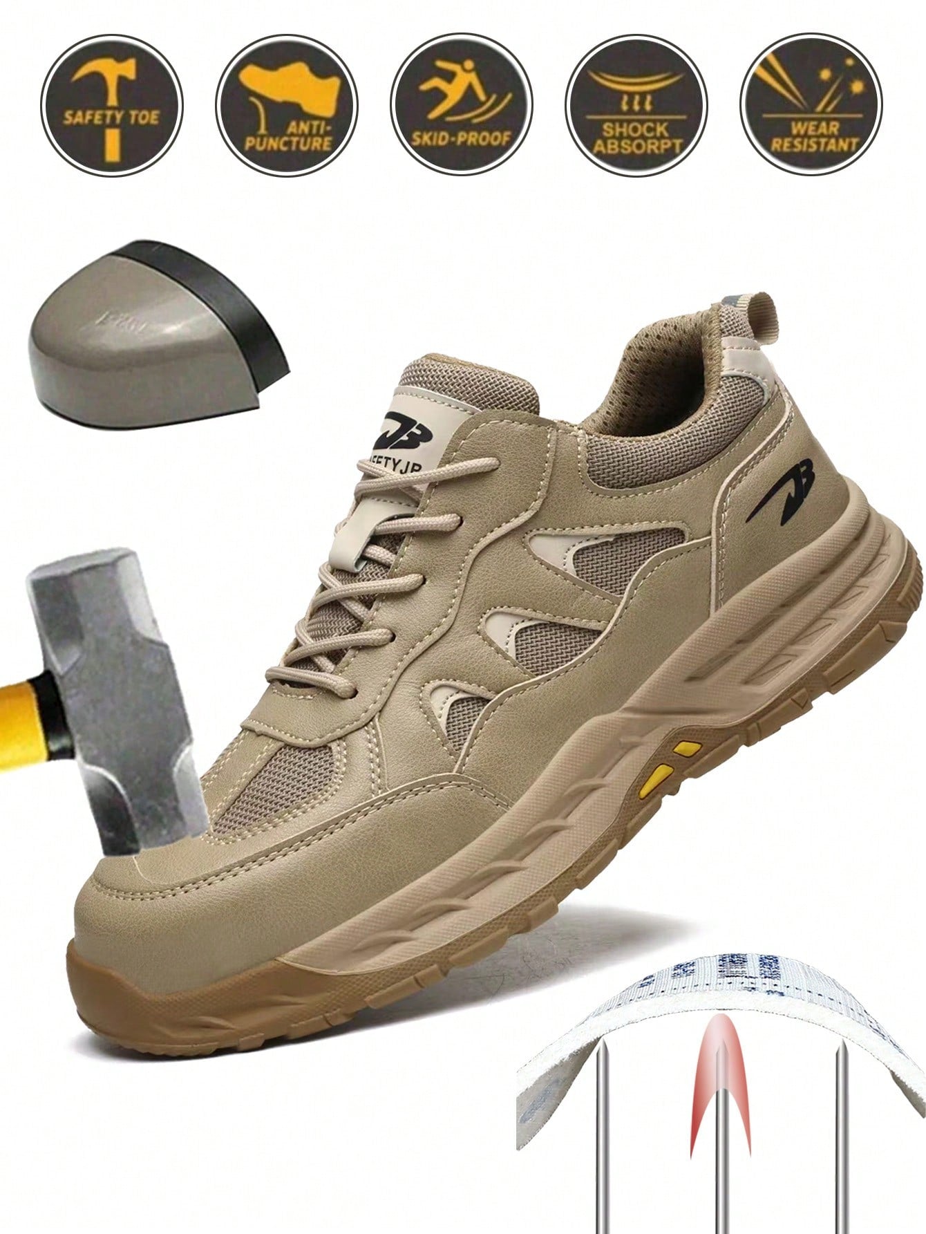 Men’s Steel Toe Work Shoes – Anti-Smash, Anti-Puncture Breathable Sneakers for Construction