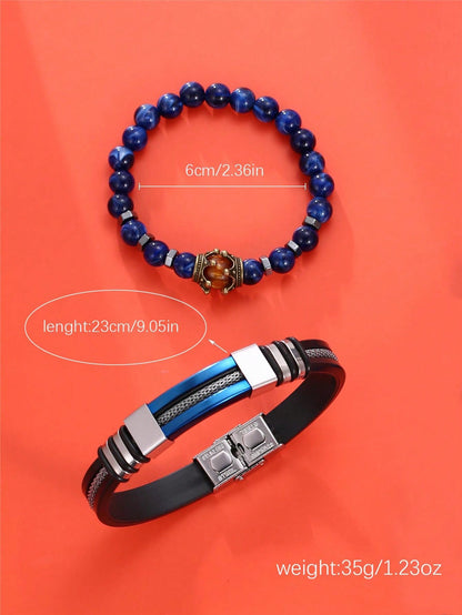 3pcs/Set Men's Casual Sports Style Quartz Watch, Belt And Bracelet - TIRBOPRIME