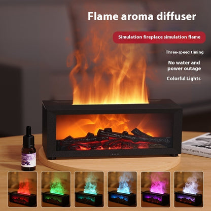 New Flame Aromatherapy Machine Colorful Essential Oil Diffuser Home Large Fog Volume Flame Humidifier 3D Flame Fireplace Machine - TIRBOPRIME