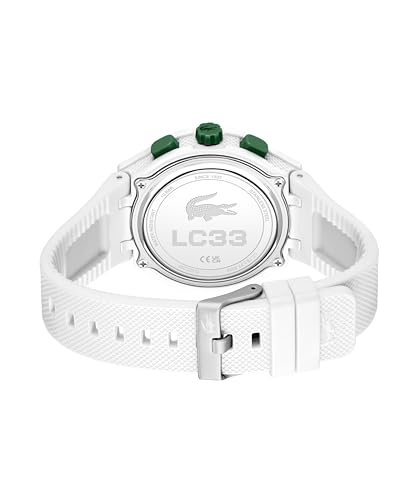 Lacoste LC33 Men's Analog and Digital Movement Watch, Silicone Strap, Water Resistant Up to 10ATM/100 Meters - Contemporary, Sporty - Premium Fashion Timepiece - Gift for Him - 45mm - TIRBOPRIME