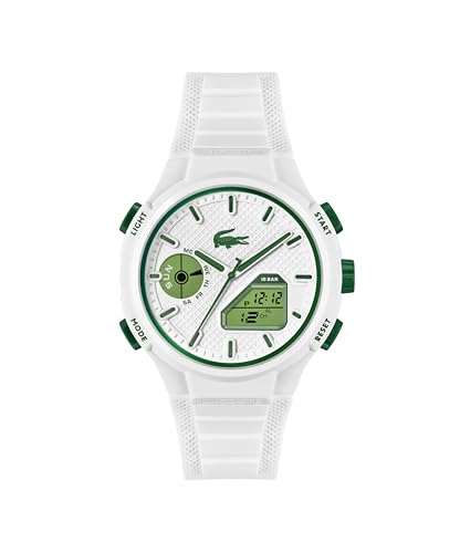 Lacoste LC33 Men's Analog and Digital Movement Watch, Silicone Strap, Water Resistant Up to 10ATM/100 Meters - Contemporary, Sporty - Premium Fashion Timepiece - Gift for Him - 45mm - TIRBOPRIME