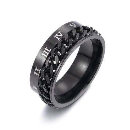 Roman Letter Chain Rings Men Digital Titanium Steel Ring - TIRBOPRIME