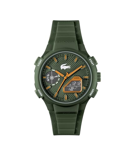 Lacoste LC33 Men's Analog and Digital Movement Watch, Silicone Strap, Water Resistant Up to 10ATM/100 Meters - Contemporary, Sporty - Premium Fashion Timepiece - Gift for Him - 45mm - TIRBOPRIME