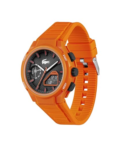 Lacoste LC33 Men's Analog and Digital Movement Watch, Silicone Strap, Water Resistant Up to 10ATM/100 Meters - Contemporary, Sporty - Premium Fashion Timepiece - Gift for Him - 45mm - TIRBOPRIME