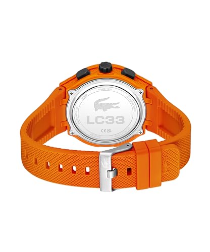 Lacoste LC33 Men's Analog and Digital Movement Watch, Silicone Strap, Water Resistant Up to 10ATM/100 Meters - Contemporary, Sporty - Premium Fashion Timepiece - Gift for Him - 45mm - TIRBOPRIME