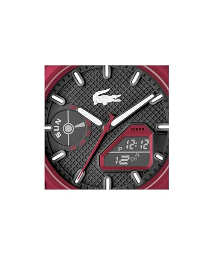 Lacoste LC33 Men's Analog and Digital Movement Watch, Silicone Strap, Water Resistant Up to 10ATM/100 Meters - Contemporary, Sporty - Premium Fashion Timepiece - Gift for Him - 45mm - TIRBOPRIME