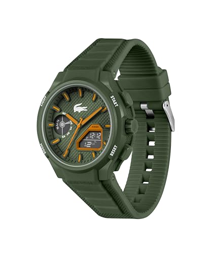 Lacoste LC33 Men's Analog and Digital Movement Watch, Silicone Strap, Water Resistant Up to 10ATM/100 Meters - Contemporary, Sporty - Premium Fashion Timepiece - Gift for Him - 45mm - TIRBOPRIME