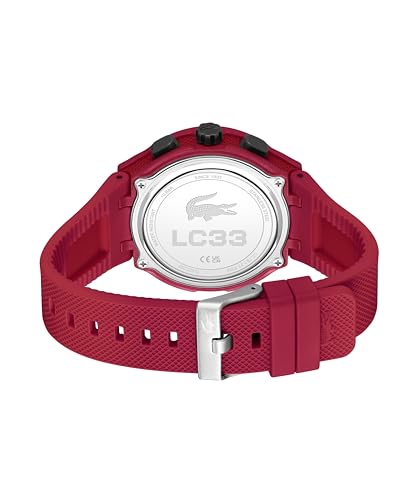 Lacoste LC33 Men's Analog and Digital Movement Watch, Silicone Strap, Water Resistant Up to 10ATM/100 Meters - Contemporary, Sporty - Premium Fashion Timepiece - Gift for Him - 45mm - TIRBOPRIME