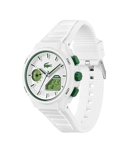 Lacoste LC33 Men's Analog and Digital Movement Watch, Silicone Strap, Water Resistant Up to 10ATM/100 Meters - Contemporary, Sporty - Premium Fashion Timepiece - Gift for Him - 45mm - TIRBOPRIME