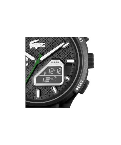 Lacoste LC33 Men's Analog and Digital Movement Watch, Silicone Strap, Water Resistant Up to 10ATM/100 Meters - Contemporary, Sporty - Premium Fashion Timepiece - Gift for Him - 45mm - TIRBOPRIME