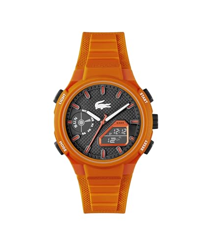 Lacoste LC33 Men's Analog and Digital Movement Watch, Silicone Strap, Water Resistant Up to 10ATM/100 Meters - Contemporary, Sporty - Premium Fashion Timepiece - Gift for Him - 45mm - TIRBOPRIME