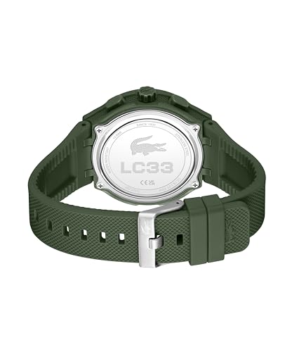 Lacoste LC33 Men's Analog and Digital Movement Watch, Silicone Strap, Water Resistant Up to 10ATM/100 Meters - Contemporary, Sporty - Premium Fashion Timepiece - Gift for Him - 45mm - TIRBOPRIME