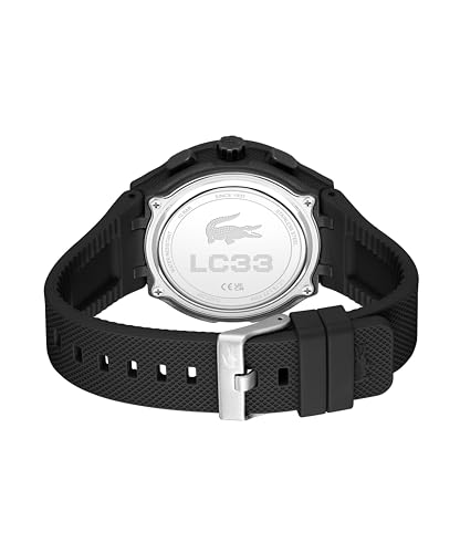 Lacoste LC33 Men's Analog and Digital Movement Watch, Silicone Strap, Water Resistant Up to 10ATM/100 Meters - Contemporary, Sporty - Premium Fashion Timepiece - Gift for Him - 45mm - TIRBOPRIME