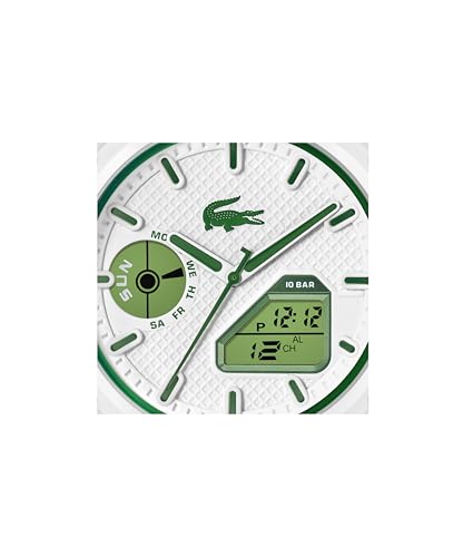 Lacoste LC33 Men's Analog and Digital Movement Watch, Silicone Strap, Water Resistant Up to 10ATM/100 Meters - Contemporary, Sporty - Premium Fashion Timepiece - Gift for Him - 45mm - TIRBOPRIME