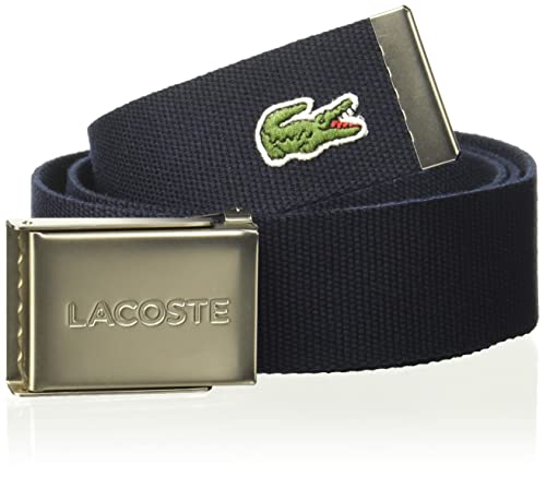 Lacoste Men's L.12.12 Textile Signature Croc Logo Belt, Navy Blue, 39 - TIRBOPRIME