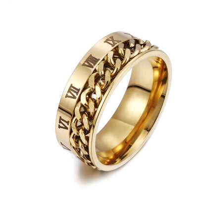 Roman Letter Chain Rings Men Digital Titanium Steel Ring - TIRBOPRIME