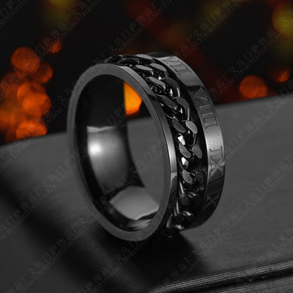 Roman Letter Chain Rings Men Digital Titanium Steel Ring - TIRBOPRIME