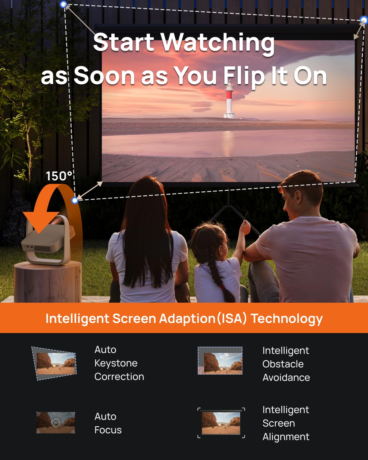 XGIMI Elfin Flip 2024 New Portable Projector, 1080P Resolution Outdoor Projector, Licensed Netflix, Build-in Adjustable Stand, Lightweight and Compact Design, 400 ISO Lumens, Screen Adaption - TIRBOPRIME