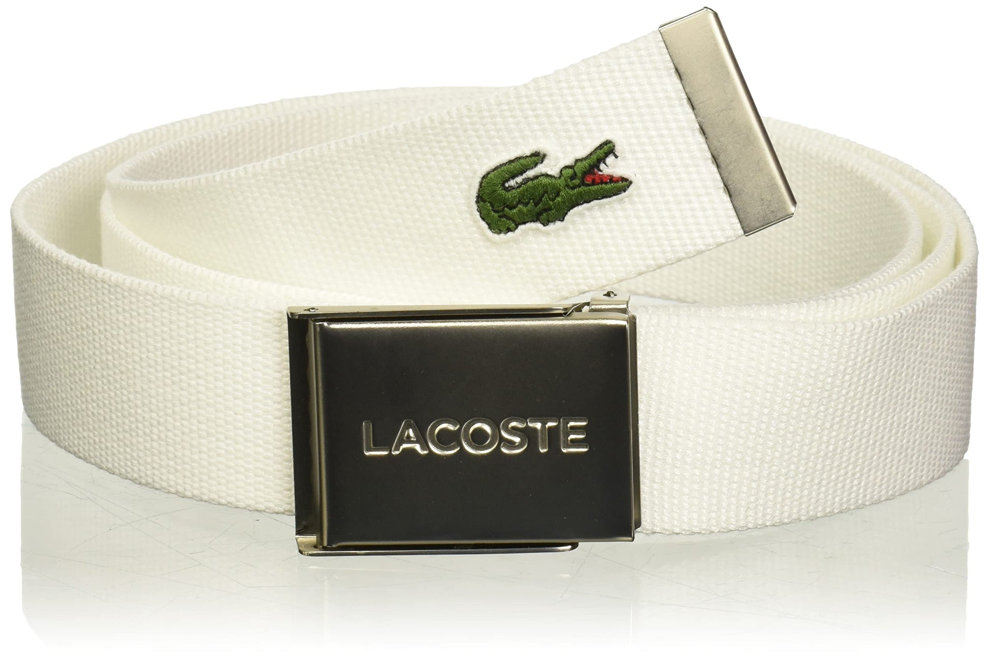 Lacoste Men's L.12.12 Textile Signature Croc Logo Belt, Navy Blue, 39 - TIRBOPRIME