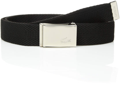 Lacoste Men's L.12.12 Textile Signature Croc Logo Belt, Navy Blue, 39 - TIRBOPRIME