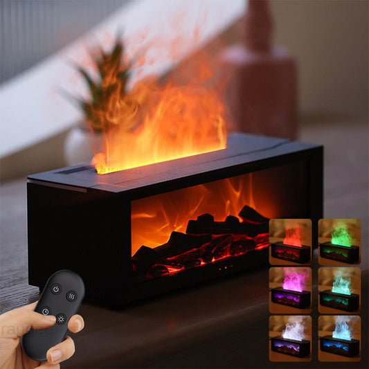 New Flame Aromatherapy Machine Colorful Essential Oil Diffuser Home Large Fog Volume Flame Humidifier 3D Flame Fireplace Machine - TIRBOPRIME