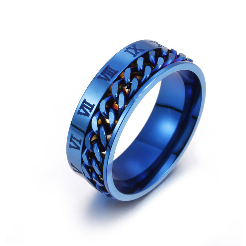 Roman Letter Chain Rings Men Digital Titanium Steel Ring - TIRBOPRIME