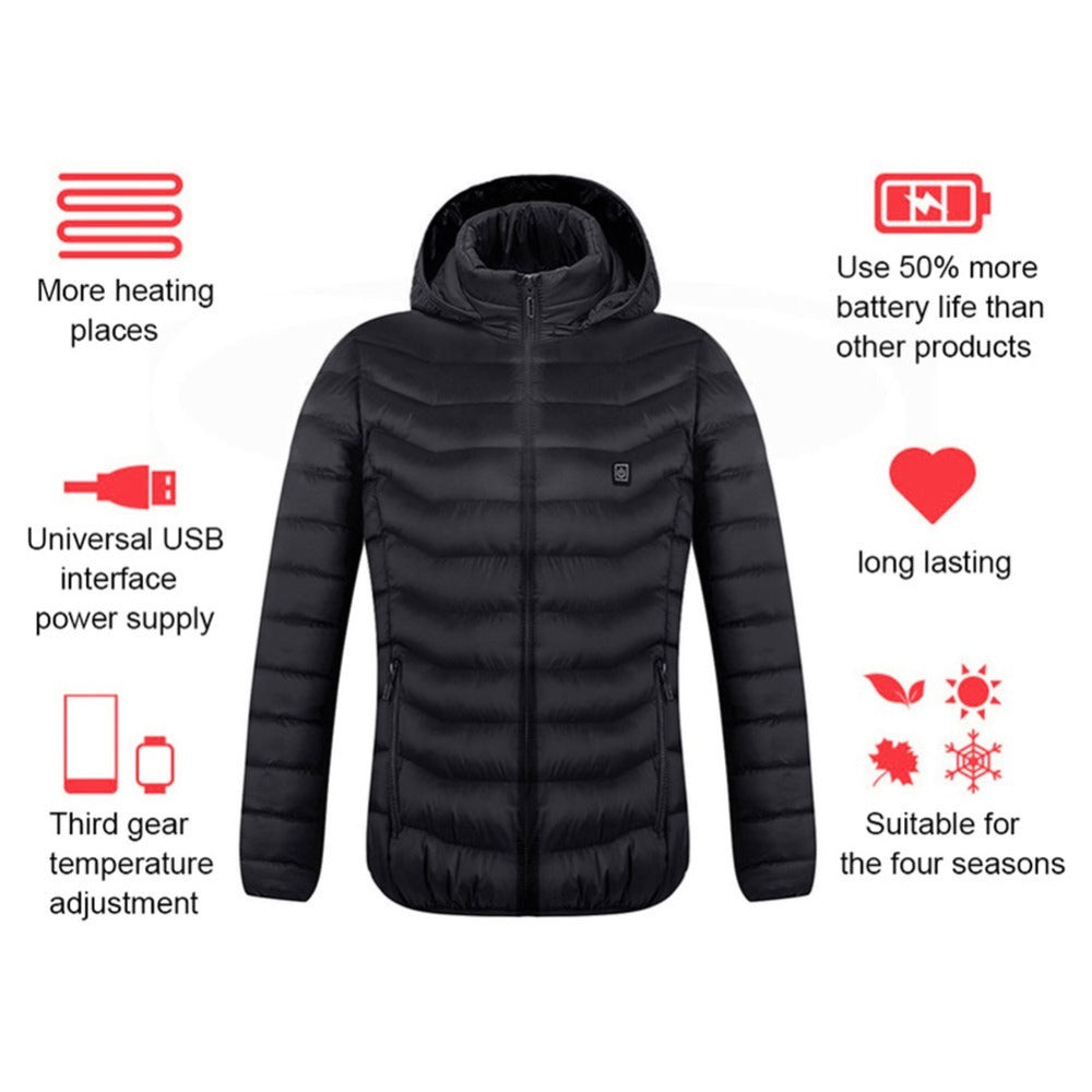 New Heated Jacket Coat USB Electric Jacket Cotton Coat Heater Thermal Clothing Heating Vest Men's Clothes Winter - TIRBOPRIME