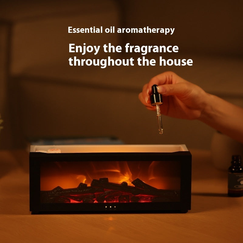 New Flame Aromatherapy Machine Colorful Essential Oil Diffuser Home Large Fog Volume Flame Humidifier 3D Flame Fireplace Machine - TIRBOPRIME